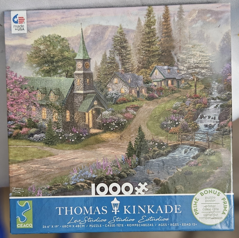 CEACO Thomas Kinkade 1000-piece jigsaw puzzle - "Sunday Morning Chapel" - NEW